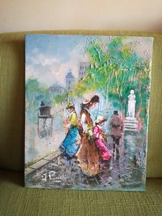 Antonio Pecorelli (XX) - Pomeriggio francese, Antiek en Kunst, Kunst | Schilderijen | Klassiek