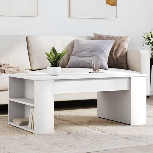 vidaXL Salontafel 102x55x42 cm bewerkt hout wit, Huis en Inrichting, Tafels | Salontafels, 100 tot 150 cm, Nieuw, Overige houtsoorten