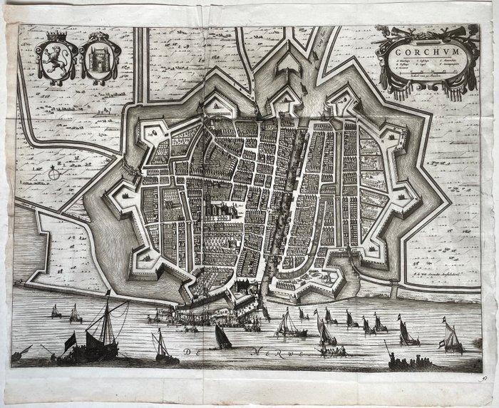 Nederland - Gorcum; F. de Wit - Gorchum in vogelvlucht -, Boeken, Atlassen en Landkaarten