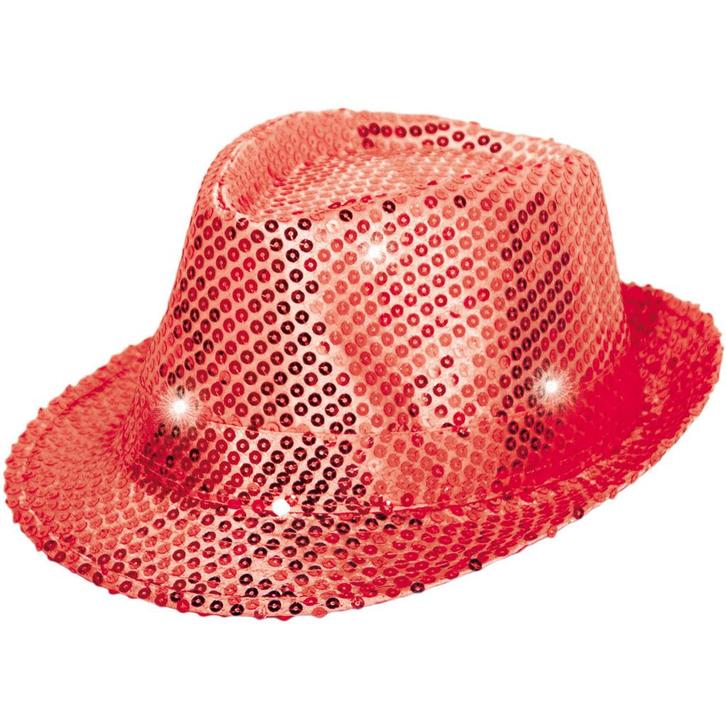 Rode Hoed Glitter met Lampjes, Hobby en Vrije tijd, Feestartikelen, Nieuw, Verzenden