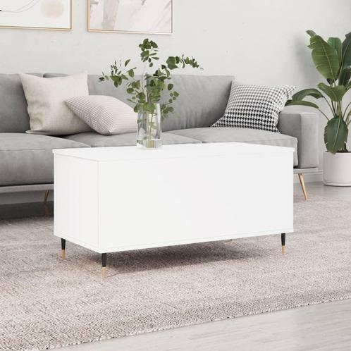 vidaXL Salontafel 90x44,5x45 cm bewerkt hout wit, Huis en Inrichting, Tafels | Salontafels, 50 tot 100 cm, Nieuw, Overige houtsoorten
