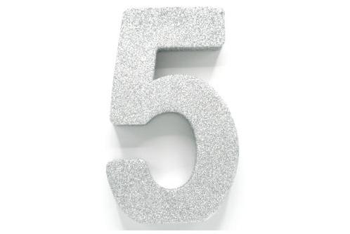 Zilver Tafeldecoratie Cijfer 5 Glitter 20,5cm, Hobby en Vrije tijd, Feestartikelen, Nieuw, Verzenden