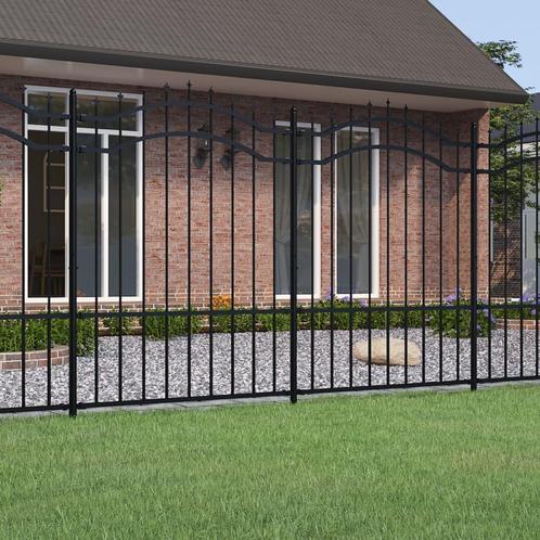 vidaXL Tuinhek met spijlpunten 190 cm gepoedercoat staal, Tuin en Terras, Schuttingen, Nieuw, IJzer, Minder dan 1 meter, Verzenden