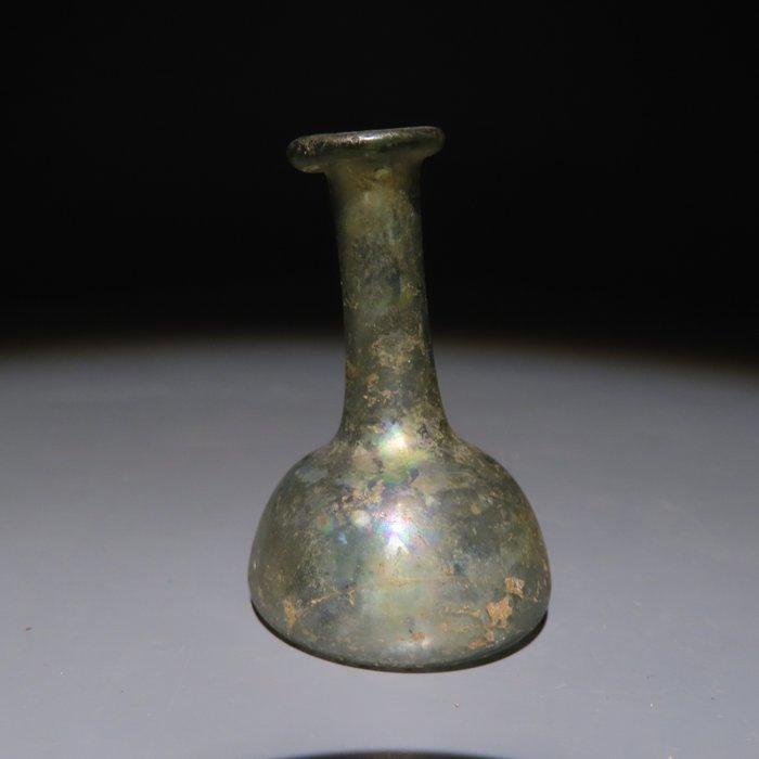 Oud-Romeins Glas Fles. 3e eeuw na Christus. 4,5 cm hoogte., Verzamelen, Mineralen en Fossielen