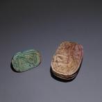 Oud-Egyptische stijl Steen 2 scarabs. 19de eeuw na Christus