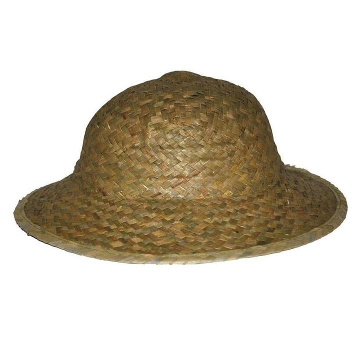 Tropenhelm - safari helmhoed - riet - volwassenen - verkle.., Hobby en Vrije tijd, Feestartikelen, Ophalen of Verzenden
