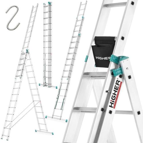 Uitschuifbare ladder - multifunctionele trapladder - 10,69 m, Doe-het-zelf en Verbouw, Ladders en Trappen, Nieuw, Ophalen of Verzenden