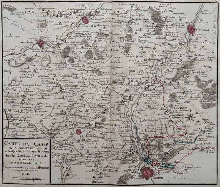 België - Kortrijk, Menen, Oudenaarde, Doornik; J. de, Boeken, Atlassen en Landkaarten