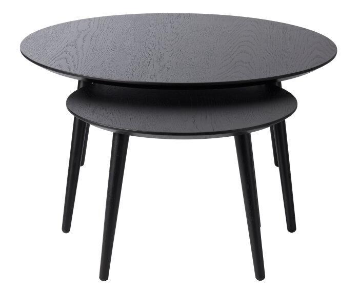 Salontafel Adda set van 2 rond eiken - Zwart, Huis en Inrichting, Tafels | Salontafels, Nieuw, Ophalen of Verzenden