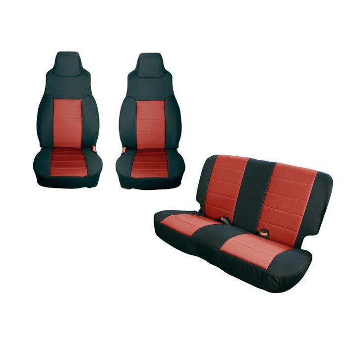 Rugged Ridge Seat Cover Kit Black/Red 97-02 Jeep Wrangler TJ, Auto-onderdelen, Interieur en Bekleding, Ophalen of Verzenden