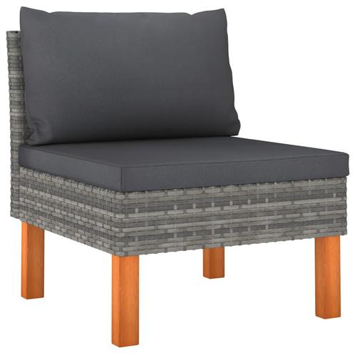 vidaXL Middenbank poly rattan en massief eucalyptushout, Tuin en Terras, Tuinsets en Loungesets, Nieuw, Rotan, Verzenden
