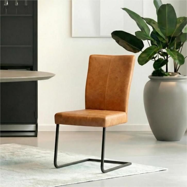 Leren eetkamerstoel Dare - Vintage Cognac (cognac) -, Huis en Inrichting, Stoelen, Bruin, Nieuw, Leer, Ophalen of Verzenden