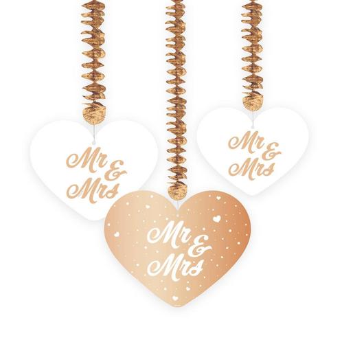 Mr, & Mrs, Hangdecoratie 70cm 3st, Hobby en Vrije tijd, Feestartikelen, Nieuw, Verzenden
