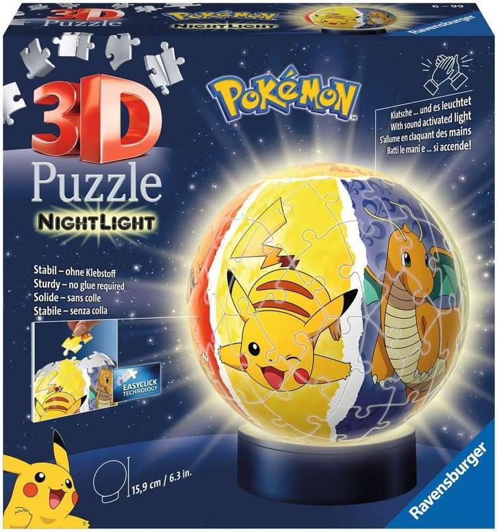 3D Puzzel - Pokemon Bal Nachtlamp (72 stukjes) |, Hobby en Vrije tijd, Denksport en Puzzels, Nieuw, Verzenden