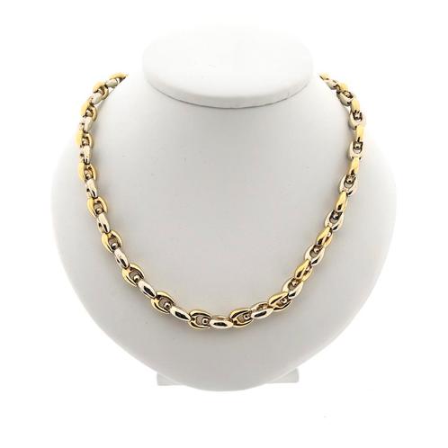 18 Krt. Bicolor gouden fantasie collier | 45 cm (witgoud), Sieraden, Tassen en Uiterlijk, Kettingen, Overige kleuren, Gebruikt