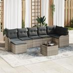 vidaXL 8-delige Tuinbankenset met kussens poly rattan grijs, Verzenden, Nieuw, Rotan