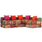 vidaXL Poef vierzits modulair stof patchwork, Huis en Inrichting, Woonaccessoires | Kussens, Verzenden, Nieuw