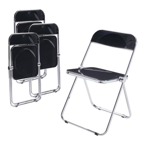 Klapstoel set van 4 Pornainen 74x46x47 cm zwart [en.casa], Huis en Inrichting, Stoelen, Verzenden