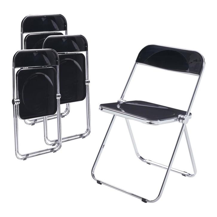 Klapstoel set van 4 Pornainen 74x46x47 cm zwart [en.casa], Huis en Inrichting, Stoelen, Verzenden