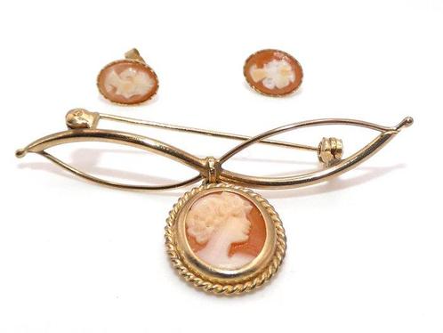 Zonder Minimumprijs - 3-delige sieradenset - 9 kt. Geel goud, Sieraden, Tassen en Uiterlijk, Antieke sieraden