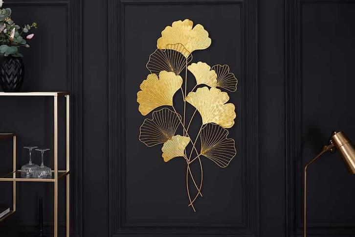 Elegante wanddecoratie GINKGO 110cm goud in filigrane, Huis en Inrichting, Woonaccessoires | Overige, Ophalen of Verzenden