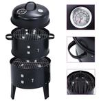 vidaXL Houtskoolroker barbecue-grill 3-in-1 40x80 cm, Verzenden, Nieuw