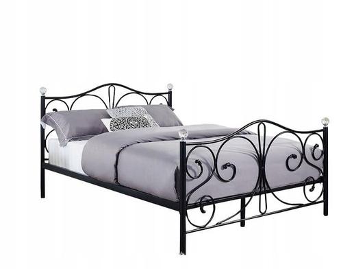 Stijlvol zwart metalen bedframe 140x200 cm met kristal de..., Doe-het-zelf en Verbouw, Metalen, Nieuw, Ophalen of Verzenden