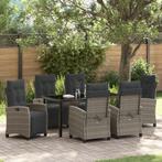 vidaXL 7-delige Tuin Eetset Grijs Poly Rattan, Tuin en Terras, Tuinstoelen, Verzenden, Nieuw, Rotan