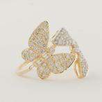 Statement ring - 14 karaat Geel goud, Witgoud - 1.06ct. tw., Sieraden, Tassen en Uiterlijk, Antieke sieraden