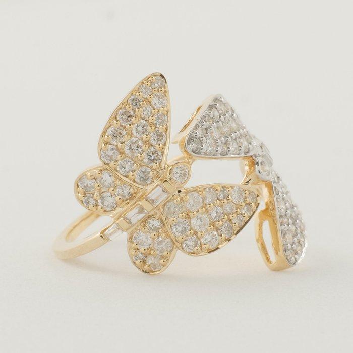 Statement ring - 14 karaat Geel goud, Witgoud - 1.06ct. tw., Sieraden, Tassen en Uiterlijk, Antieke sieraden