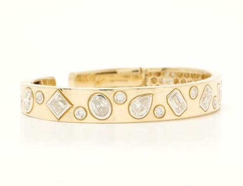 Manchetarmband - 14 karaat Geel goud - 5.22ct. tw. Diamant, Sieraden, Tassen en Uiterlijk, Antieke sieraden
