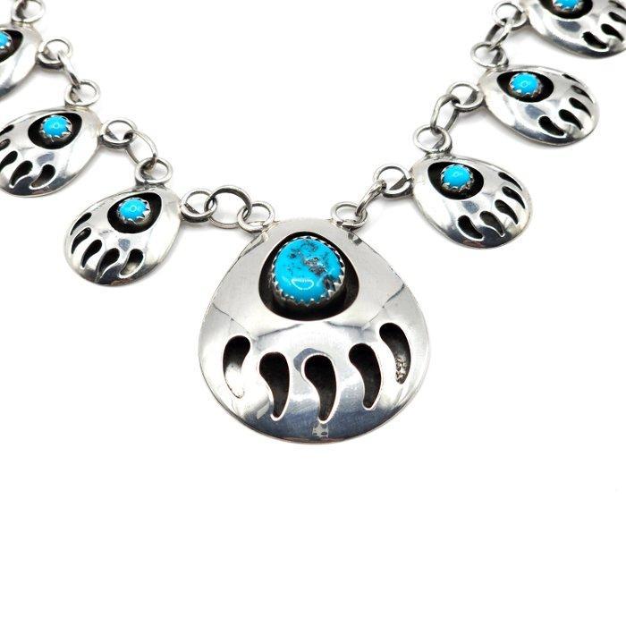 Halskettinghanger - Turquoise - Gemarkeerd Sterling SJ, Antiek en Kunst, Kunst | Niet-Westerse kunst