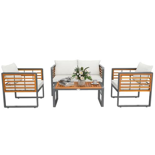 TRUUSK Acaciahout Tuinmeubelset Zitgroep Voor 4 Personen Tui, Tuin en Terras, Overige Tuin en Terras, Nieuw, Verzenden