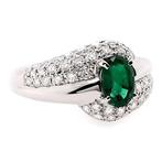 Ring Platina Smaragd - Diamant, Sieraden, Tassen en Uiterlijk, Antieke sieraden