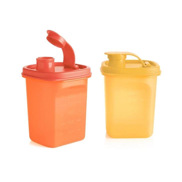 Tupperware Schenkkannetjes Vierkant 350 ml, Huis en Inrichting, Keuken | Tupperware, Geel, Oranje, Nieuw, Ophalen of Verzenden