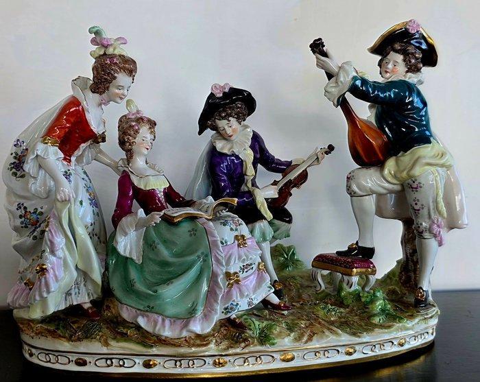 Scheibe-Alsbach - Beeldje - Scène musicale de salon en, Antiek en Kunst, Antiek | Glas en Kristal