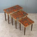 Set bijzettafels - Beukenhout, Messing, Formica - Drie