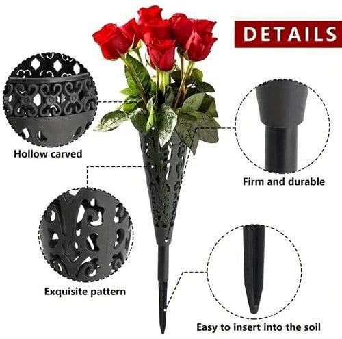 Grafvaas Zwart met reliëf rond 20 cm per stuk, Huis en Inrichting, Woonaccessoires | Kunstplanten en Kunstbloemen, Nieuw, Ophalen of Verzenden