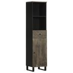 vidaXL Badkamerkast 38x33x160 cm massief mangohout zwart, Verzenden, Nieuw, 150 tot 200 cm