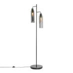Moderne vloerlamp zwart met smoke glas 2-lichts - Stavelot, Huis en Inrichting, Lampen | Vloerlampen, Nieuw, Glas, Modern, 150 tot 200 cm