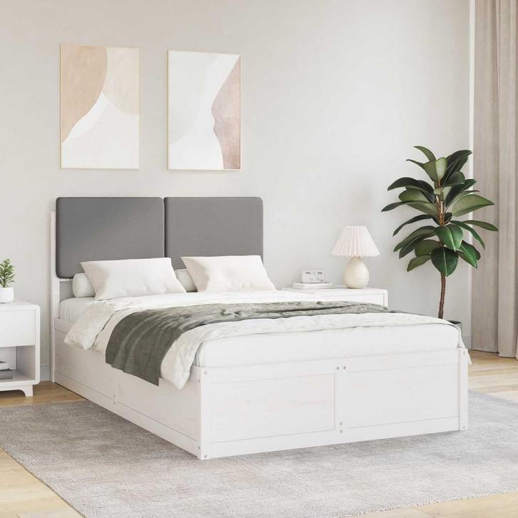 vidaXL Bedframe met Gevoerd Hoofdgedeelte Lichtgrijs 120 x, Huis en Inrichting, Slaapkamer | Bedden, Nieuw, Hout, Verzenden