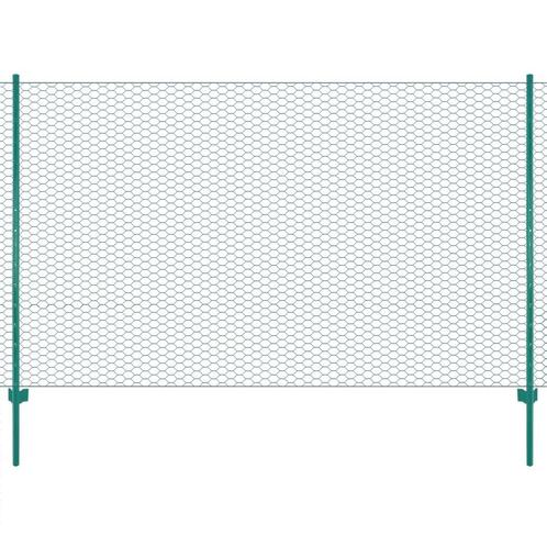 vidaXL Draadgaashek met palen 25x2 m staal groen, Tuin en Terras, Schuttingen, Nieuw, IJzer, 2 meter of meer, Verzenden