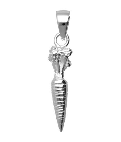 Zilveren Wortel of Peen met loof kettinghanger, Sieraden, Tassen en Uiterlijk, Kettinghangers, Verzenden