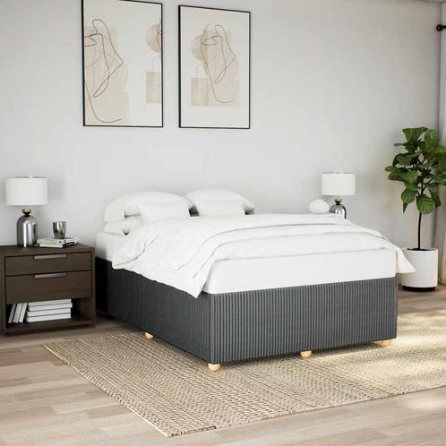 vidaXL Bedframe zonder matras stof donkergrijs 140x190 cm, Huis en Inrichting, Slaapkamer | Bedden, 140 cm, 190 cm of minder, Grijs