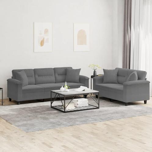 vidaXL 2-delige Loungeset met kussens microvezelstof, Huis en Inrichting, Banken | Bankstellen, Nieuw, Stof, Vierpersoons of meer
