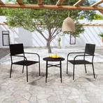 vidaXL 3-delige Tuinset poly rattan zwart, 3 zitplaatsen, Nieuw, Tuinset, Verzenden