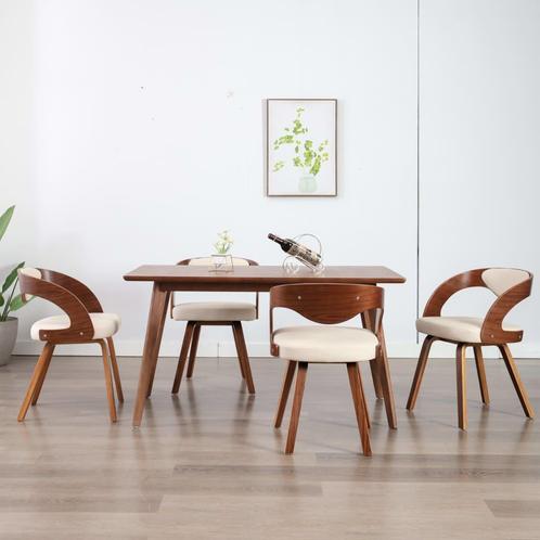 vidaXL Eetkamerstoelen 4 st gebogen hout en kunstleer, Huis en Inrichting, Stoelen, Nieuw, Verzenden