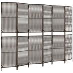 Scheidingswand 6 panelen poly rattan bruin | retourdeal |..., Antiek en Kunst, Ophalen of Verzenden