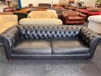 3,5-Zits Chesterfield Bank !! Showmodel !! Zwart Leer !!, Ophalen, CHESTERFIELD, Leer, Zo goed als nieuw
