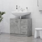 vidaXL Wastafelkast 63x30x54 cm bewerkt hout betongrijs, Huis en Inrichting, Verzenden, Nieuw, Minder dan 100 cm